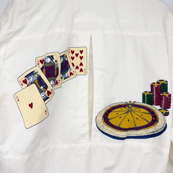 HARTWELL 90’s VTG White Bomber Gambling Jacket with Gold Accents sz M - Picture 10 of 15
